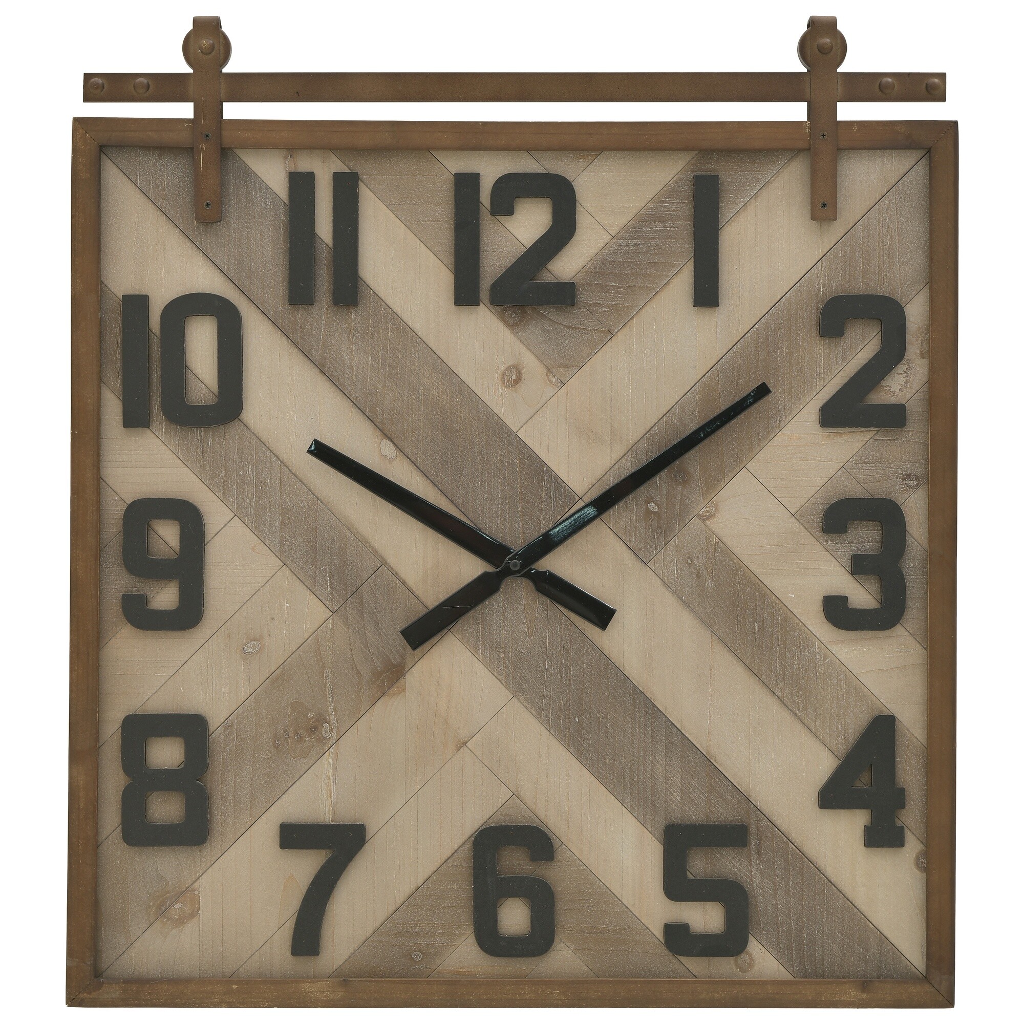 Часы настенные кварцевые деревянные квадратные 60 см коричневые 111846