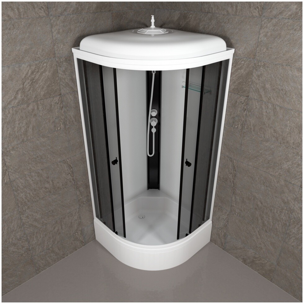 Душевая кабина четверть круга со средним поддоном 90х90 см белая Triton "Грэй-Вайт В" Щ0000067301 - изображение 5