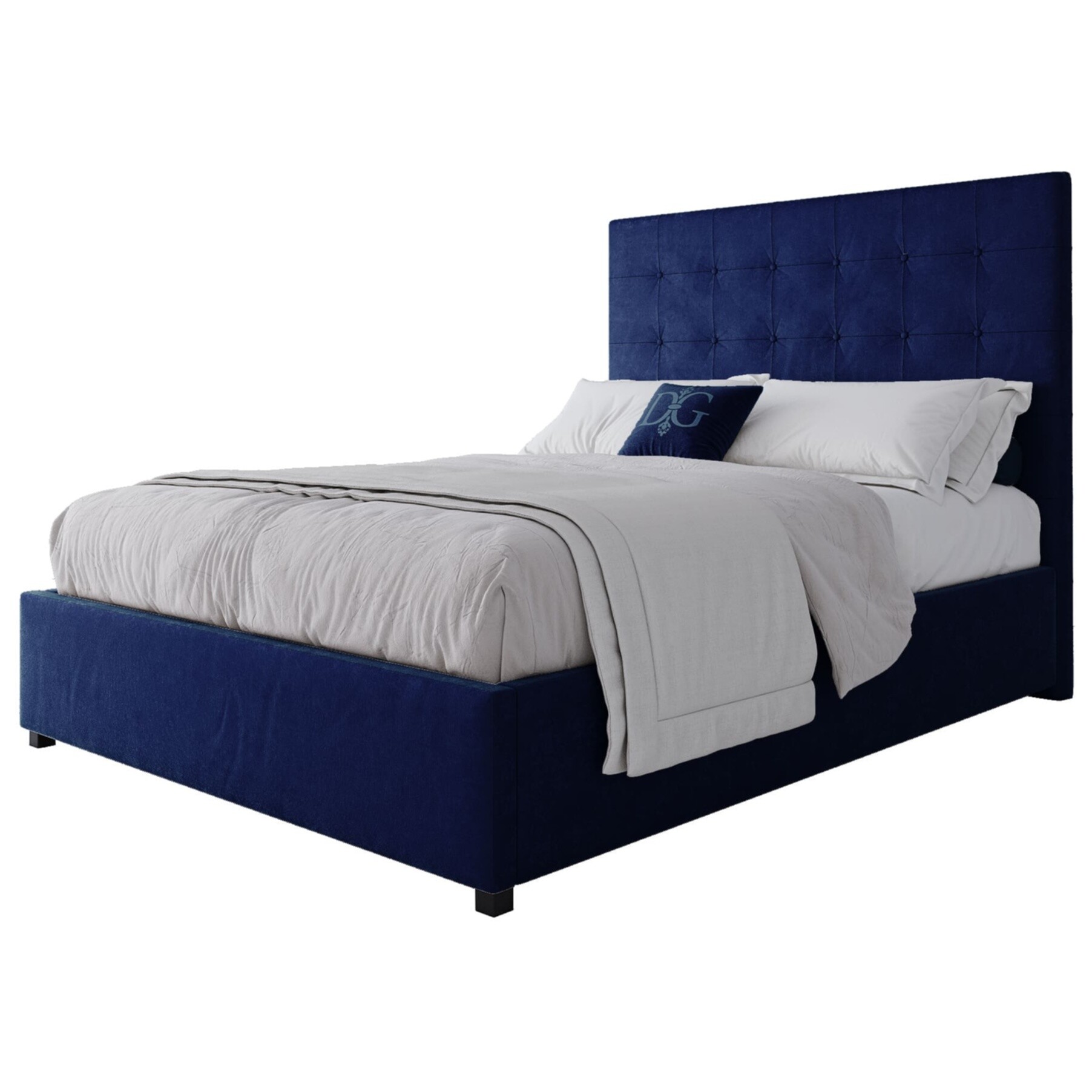Кровать подростковая с мягким изголовьем 140х200 см синяя Royal Black