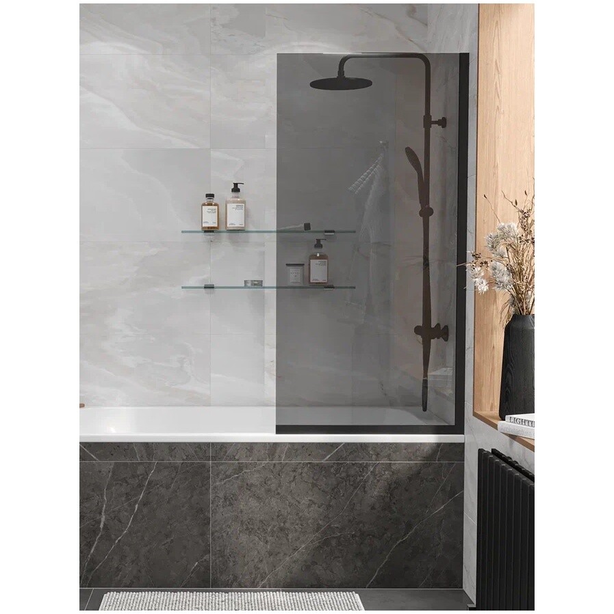 Шторка на ванну 140х70 см тонированное стекло, черная Reflexion RX14070TBL-06 - изображение 6