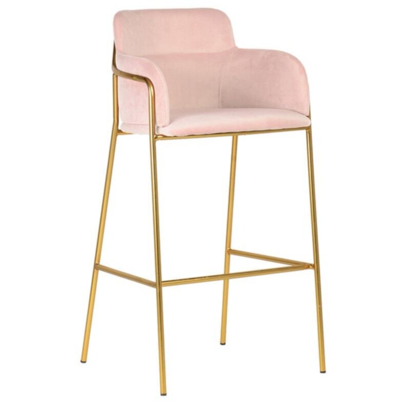 Кресло барное с металлическими ножками розовое Strike Light Pink