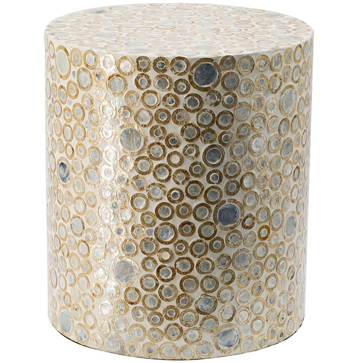 Приставной столик с мозаичным рисунком из раковин устриц золото Glasar 46958