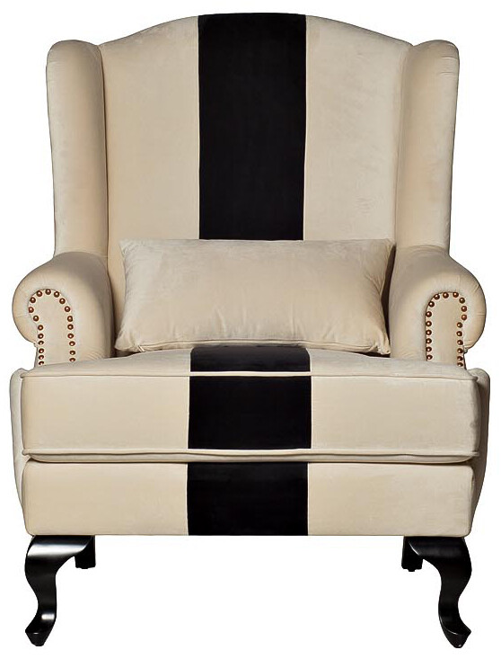 Кресло с мягкими подлокотниками белое с черным Garda Decor