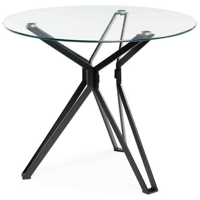 Обеденный стол стеклянный 90 см черный, прозрачный Roko