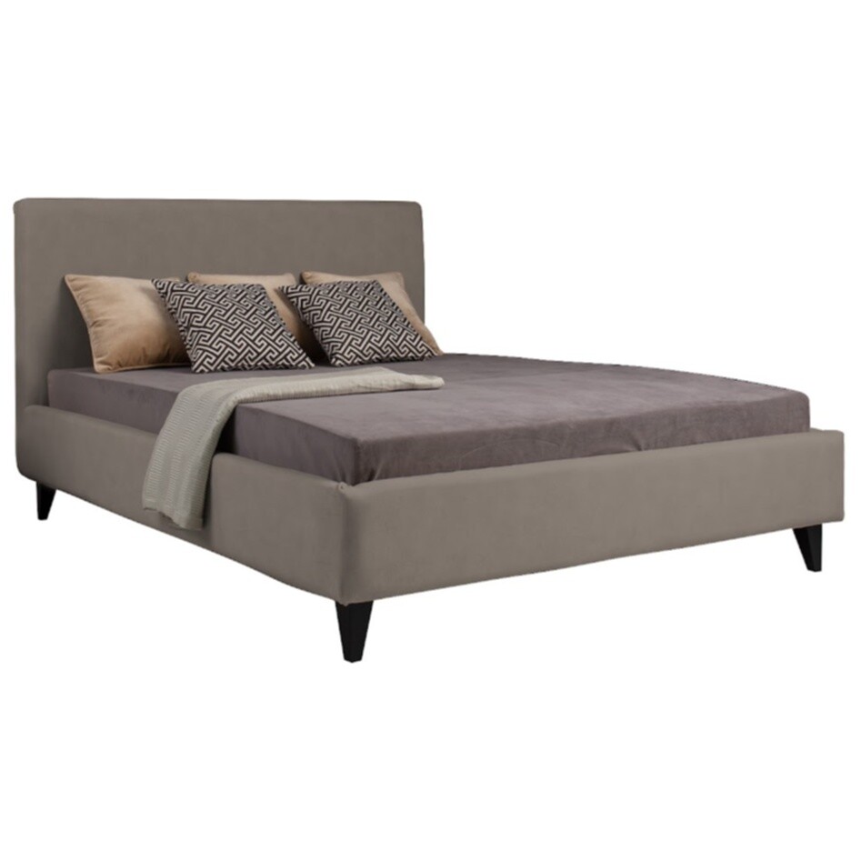 Кровать с мягким изголовьем двуспальная 180х200 см темно-серая Roxy-2