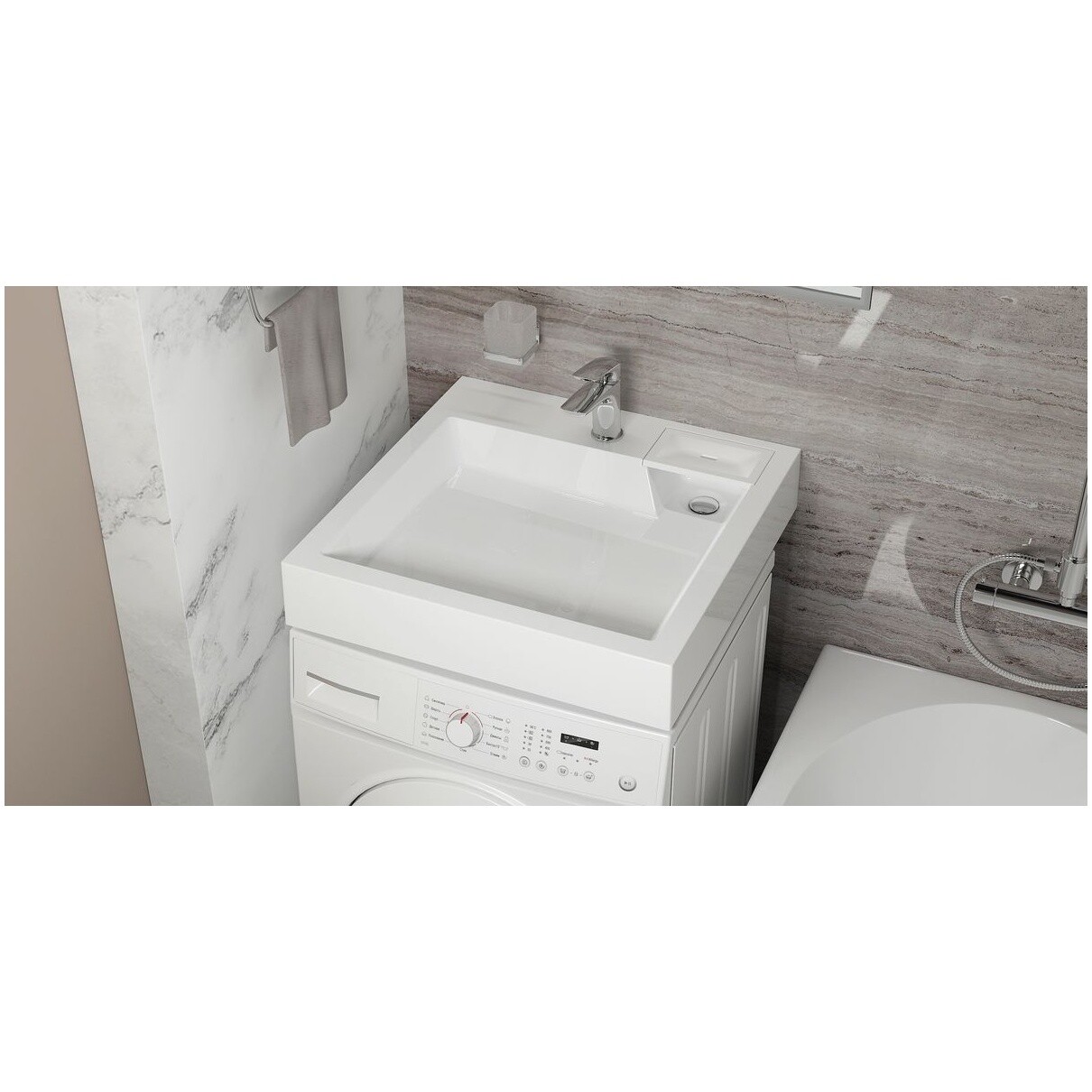 Раковина на стиральную машину 60х55 см белая Diwo "Углич" RnDUE-60 - изображение 9