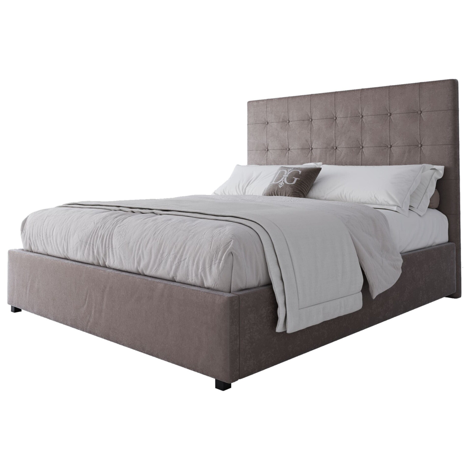Кровать двуспальная с мягким изголовьем 160х200 см коричневая Royal Black