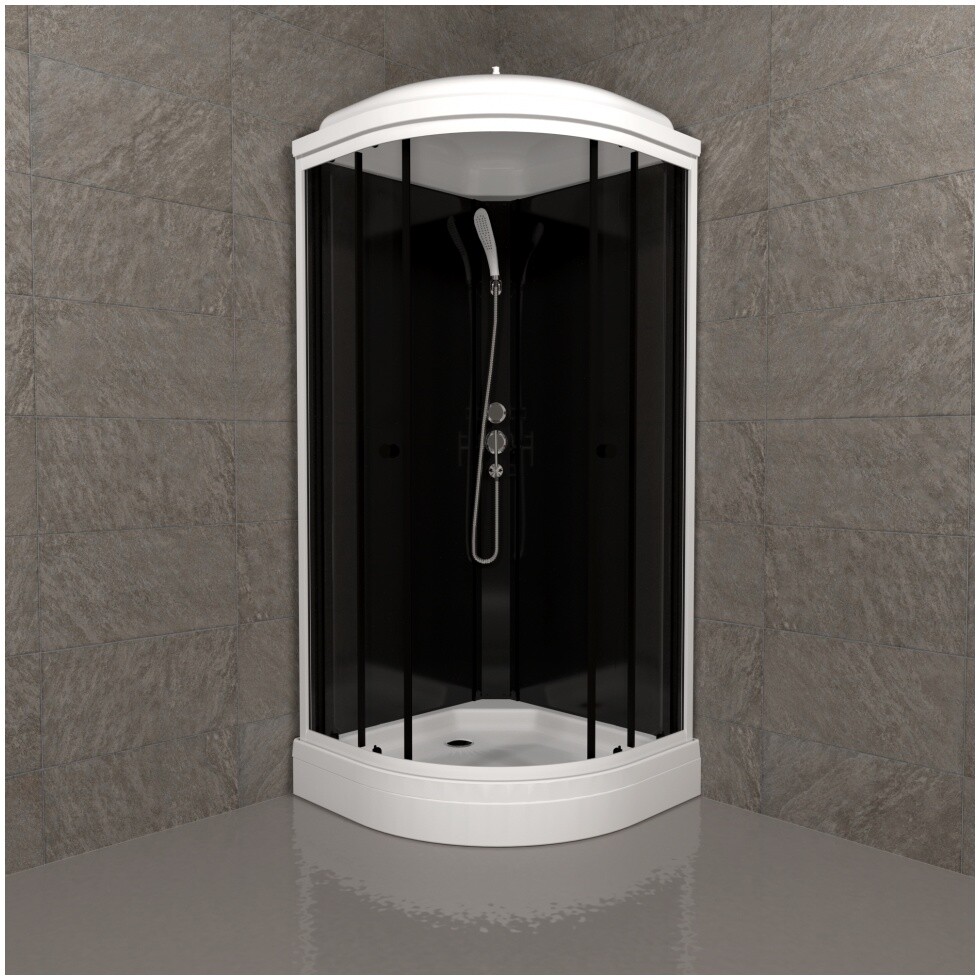 Душевая кабина четверть круга с низким поддоном 88х88 см белая, черная Triton "Нова А" Щ0000062583 - изображение 11