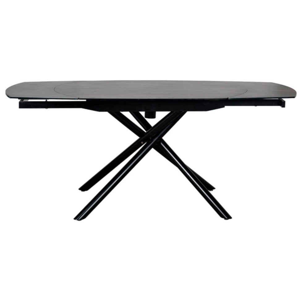 Обеденный стол раскладной с керамической столешницей черный 120-178 см
