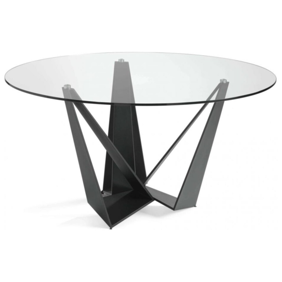 Обеденный стол круглый стеклянный c черными ножками CT2061 от Angel Cerda