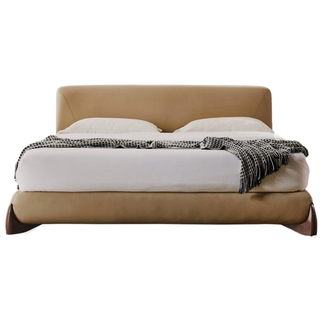 Кровать двуспальная с мягким изголовьем 180х200 см коричневая Softbay M