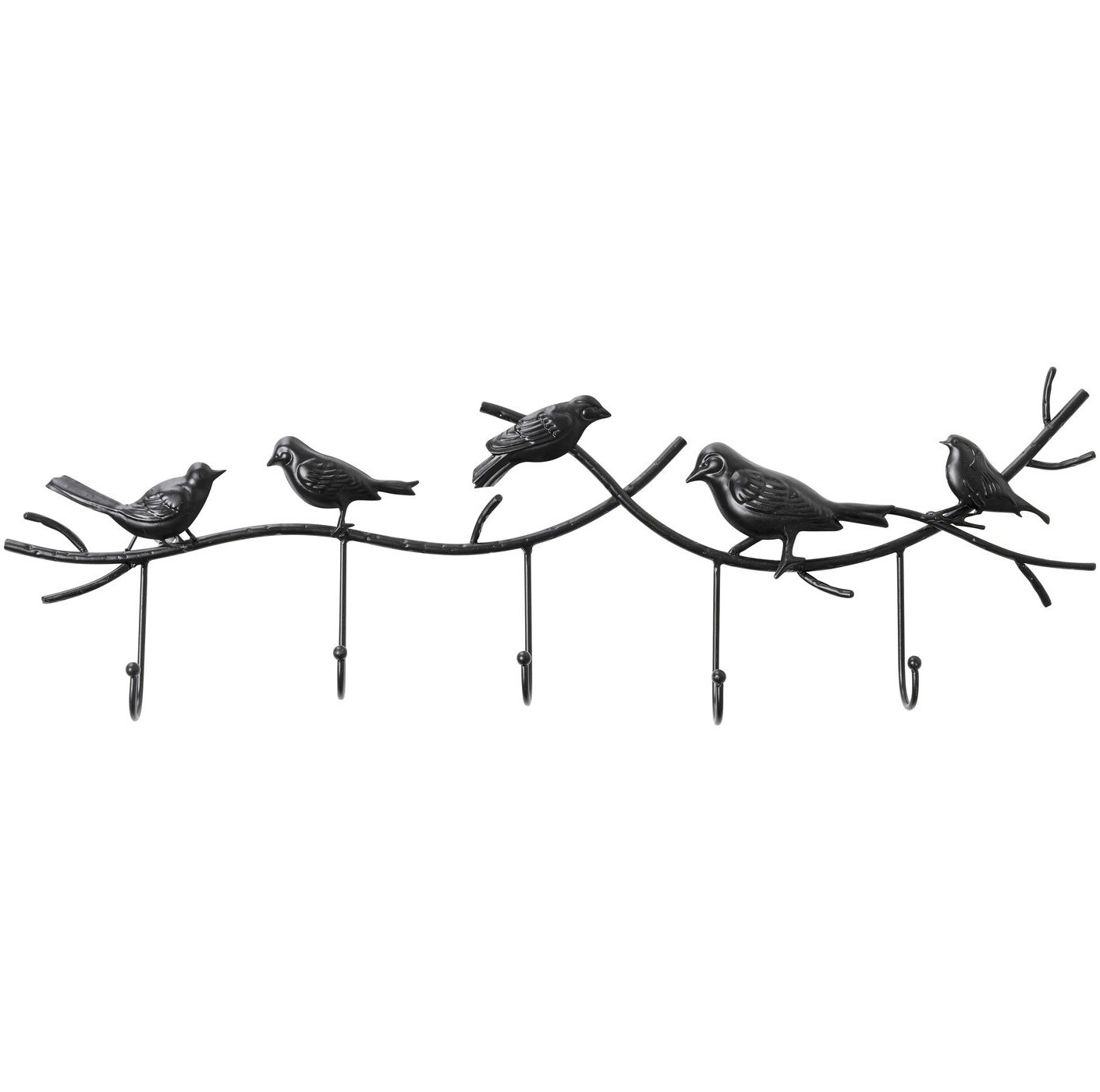 Вешалка настенная с декором стальная черная Birds 87095