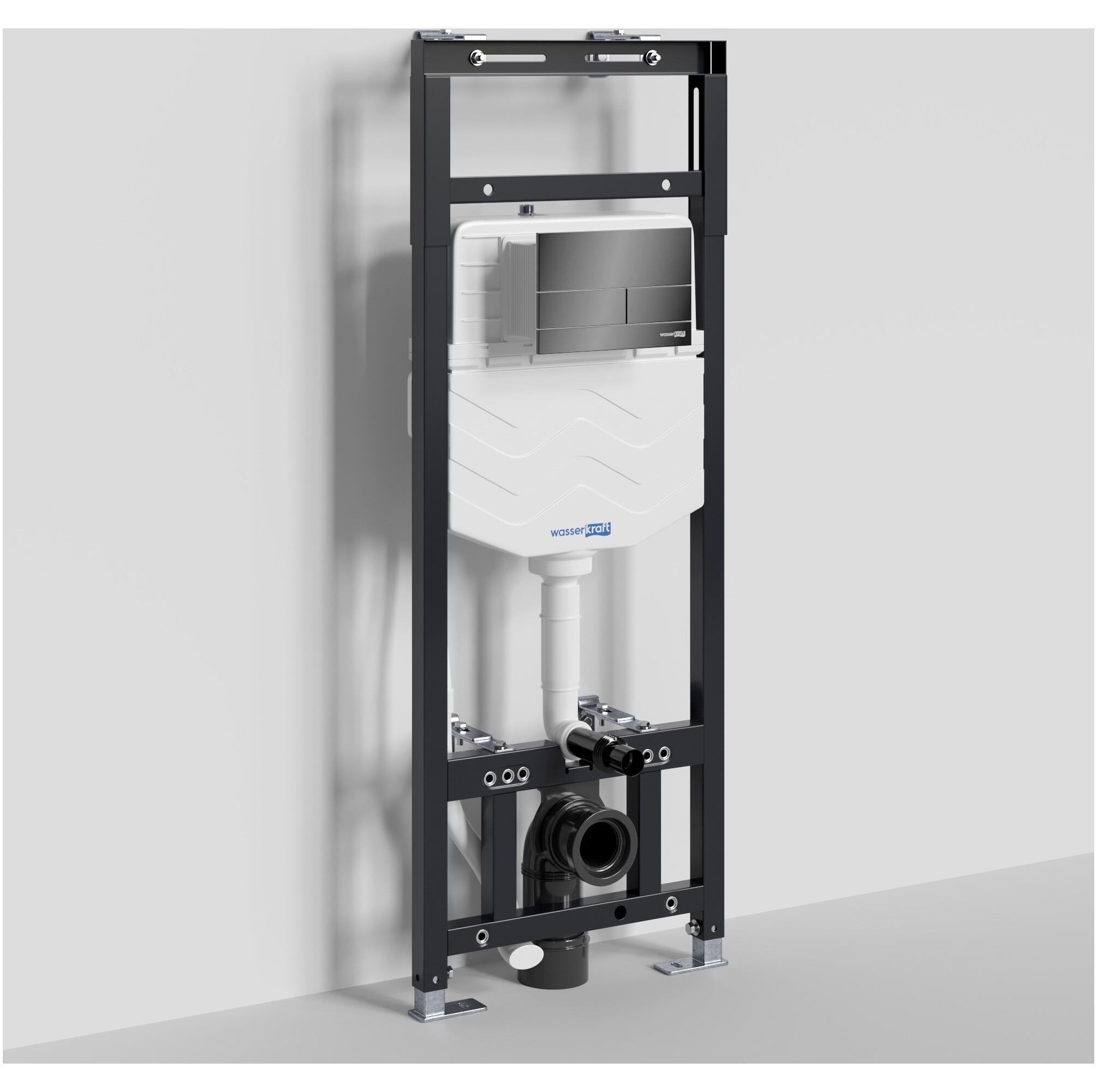 Инсталляция для подвесного унитаза с черной глянцевой кнопкой Wasserkraft Alme 15TLT.010.ME.PB04