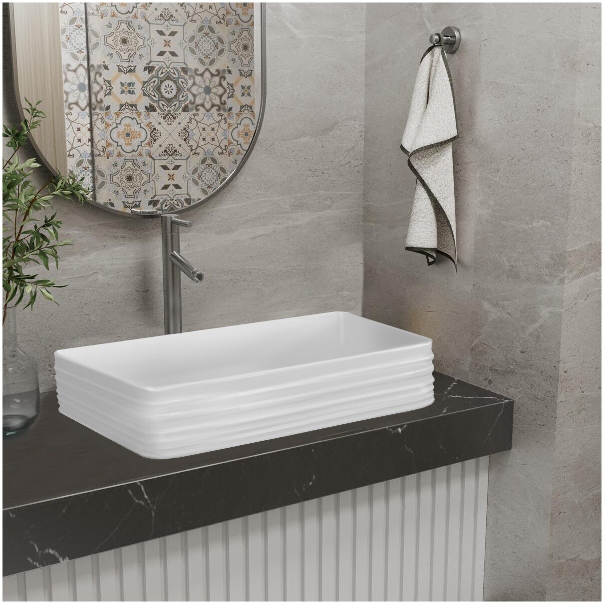 Раковина накладная квадратная 68 см белая Point "Омега" PN43904 - изображение 4