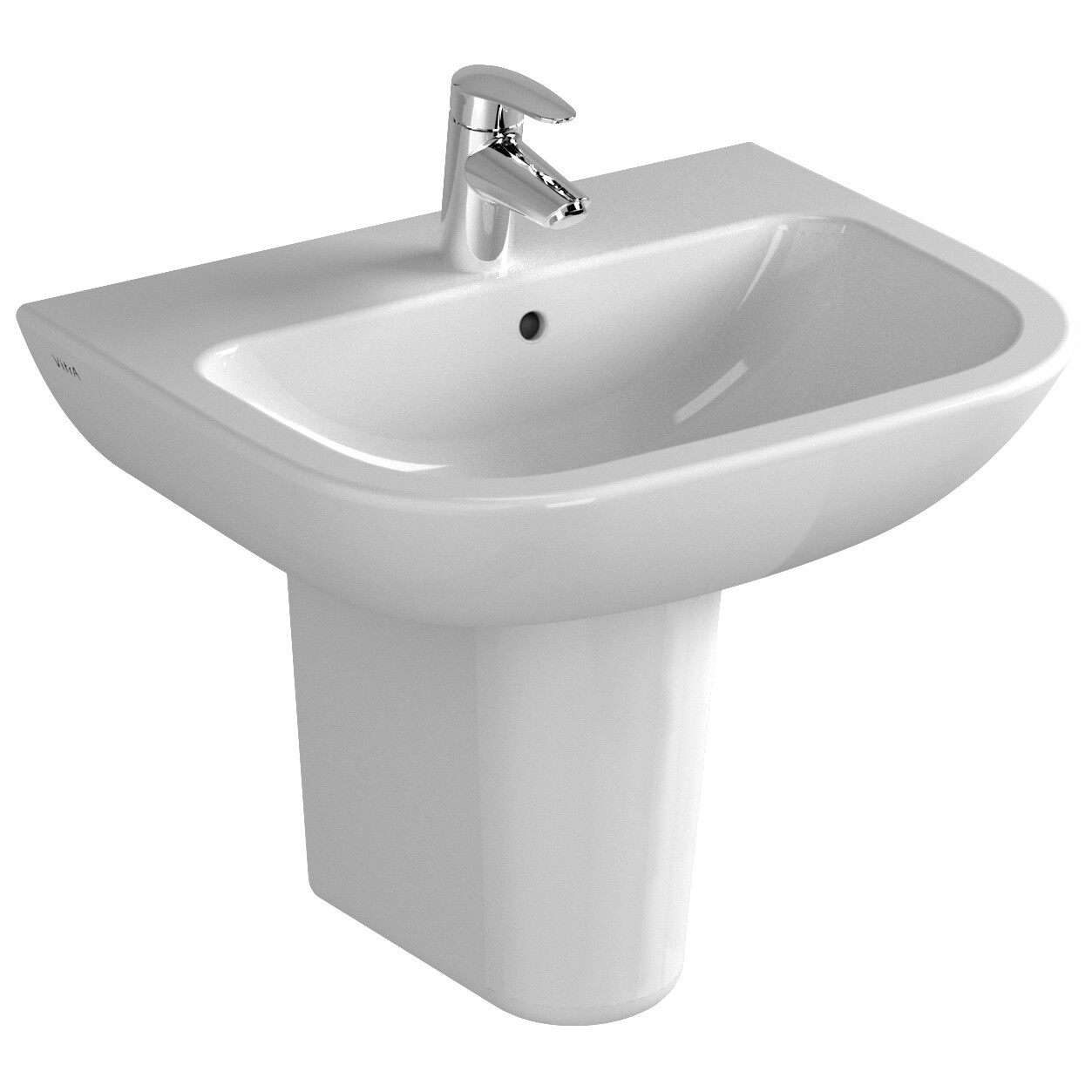 Раковина подвесная фарфоровая полукруглая 44х55 см белая Vitra S20 5502B003-0001