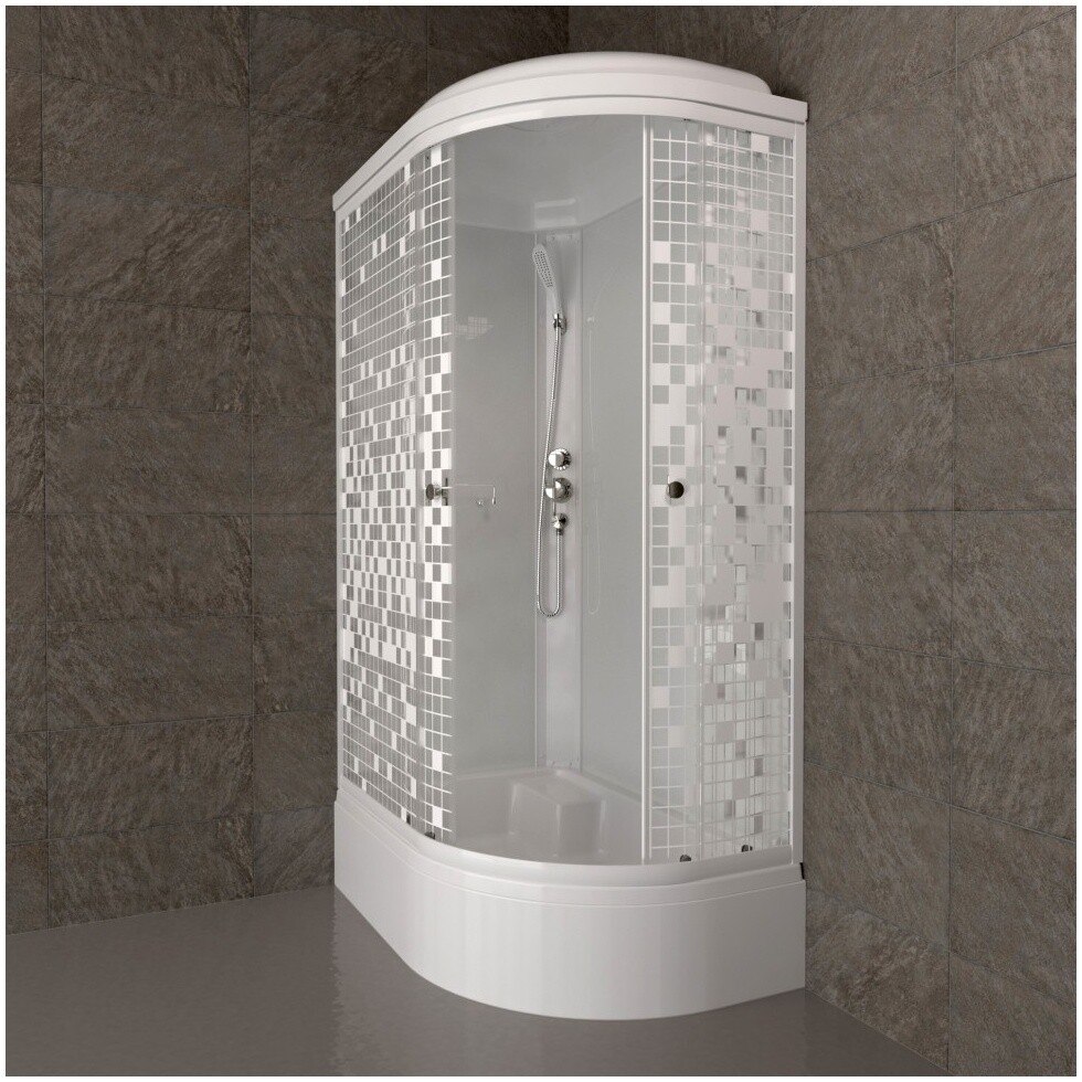 Душевая кабина ассиметричная левая со средним поддоном 120х80 см белая Triton "Коралл В" Щ0000061817 - изображение 4