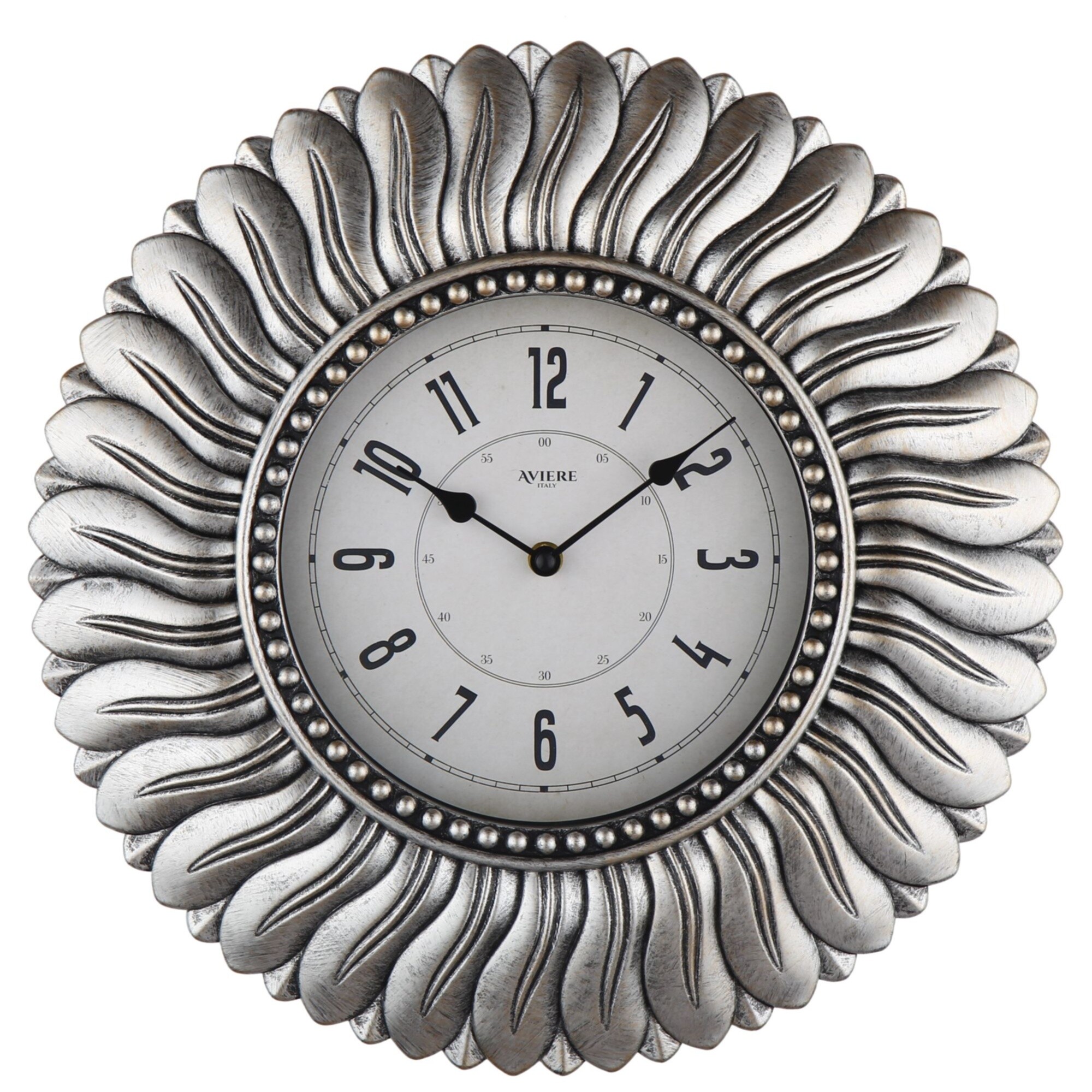 Часы настенные пластиковые с фигурной рамкой 40 см серебро с серым Aviere