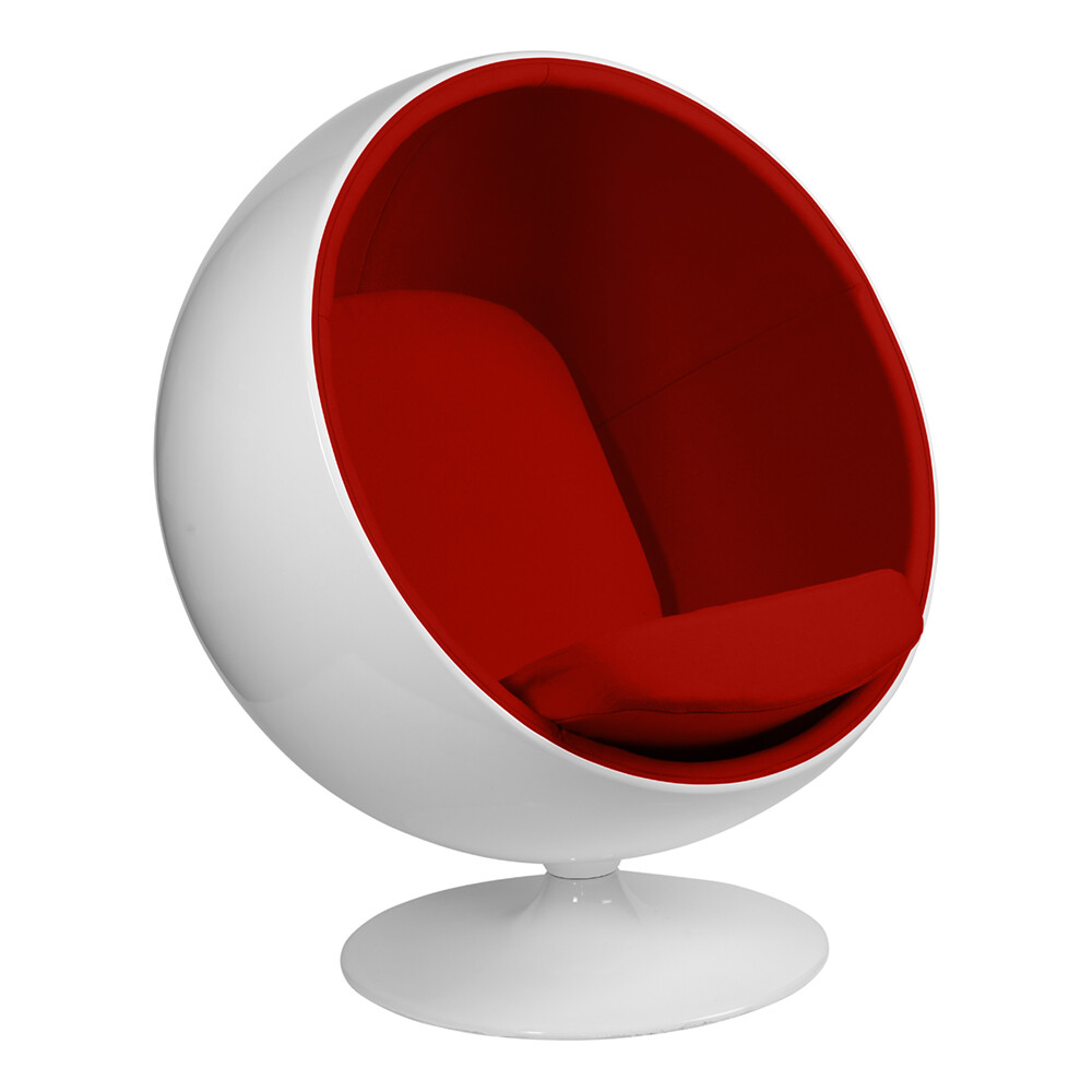 Кресло-шар белое с красным Eero Aarnio Style Ball Chair