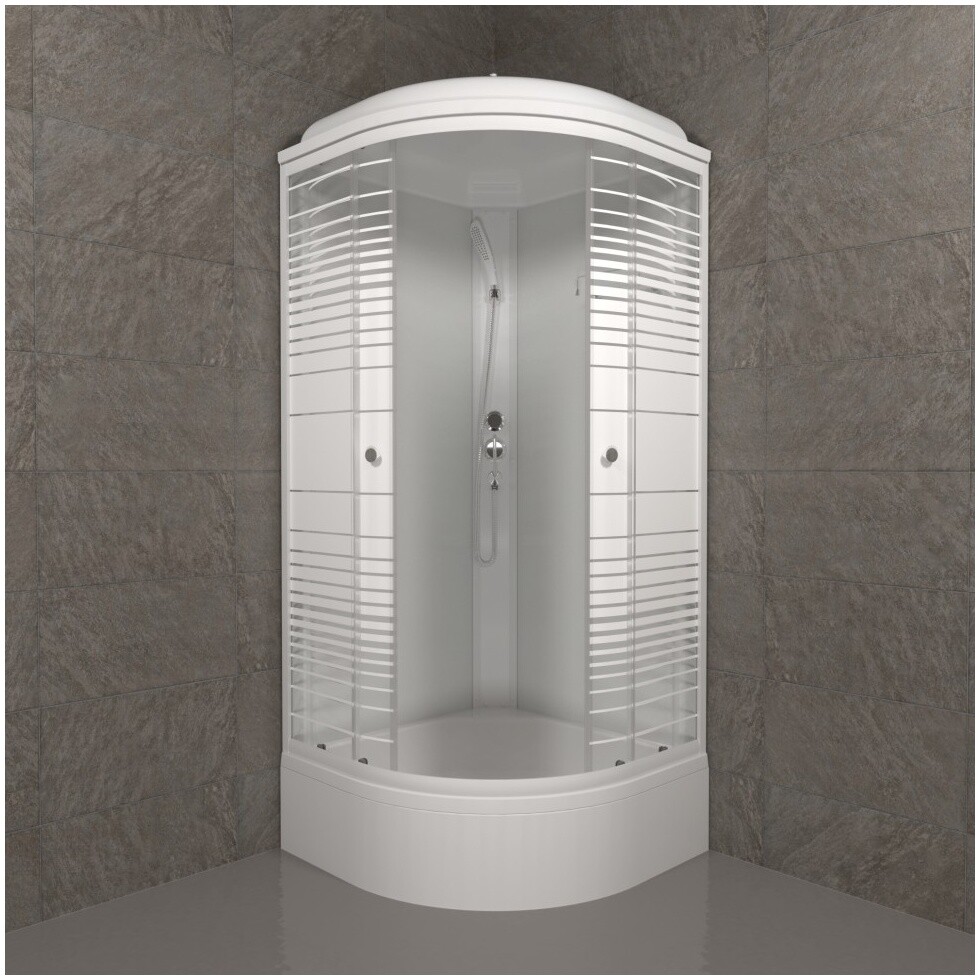 Душевая кабина четверть круга со средним поддоном 90х90 см белая Triton "Полосы В" Щ0000061848 - изображение 4