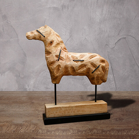 Статуэтка декоративная деревянная на подставке коричневая &quot;Лошадь&quot;
