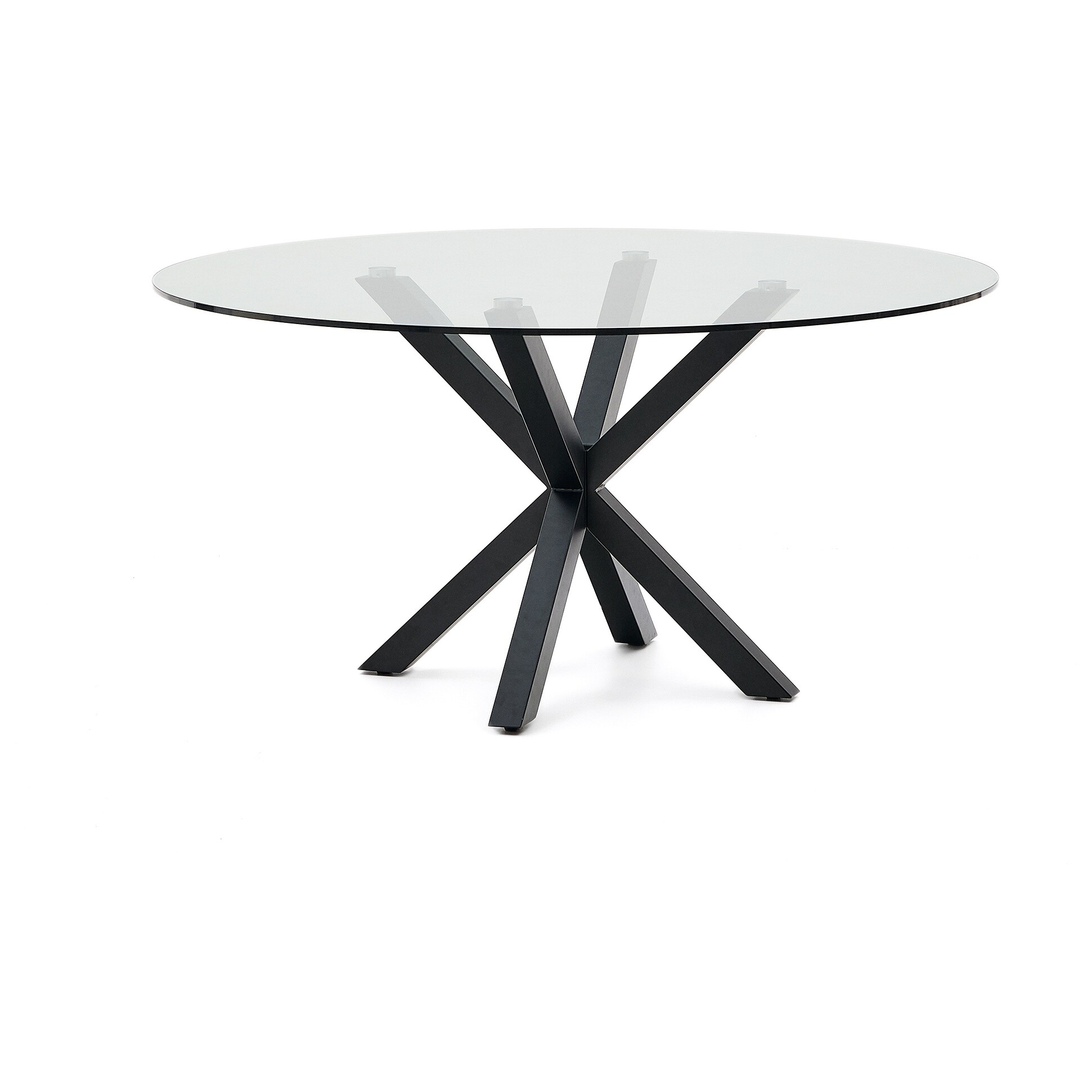 Обеденный стол круглый 150 см со стеклянной столешницей прозрачный, черный Argo от La Forma