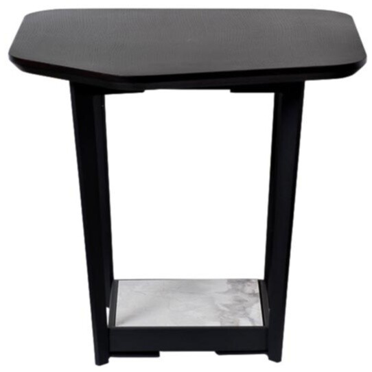 Приставной столик черный с керамической полкой