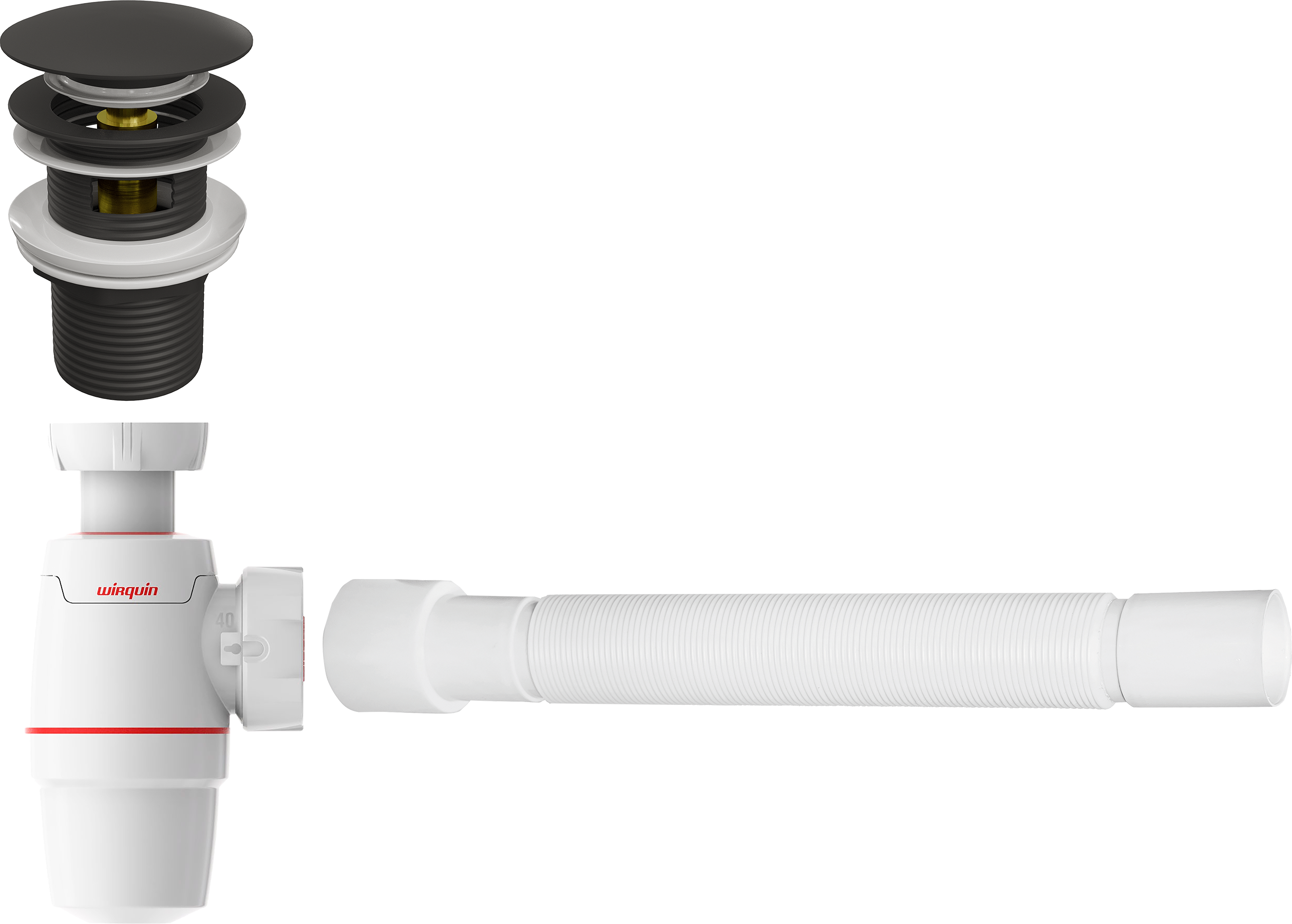 Сифон для раковины с донным клапаном белый Stworki Wirquin Neo 30987068, KR-05b, 30718006