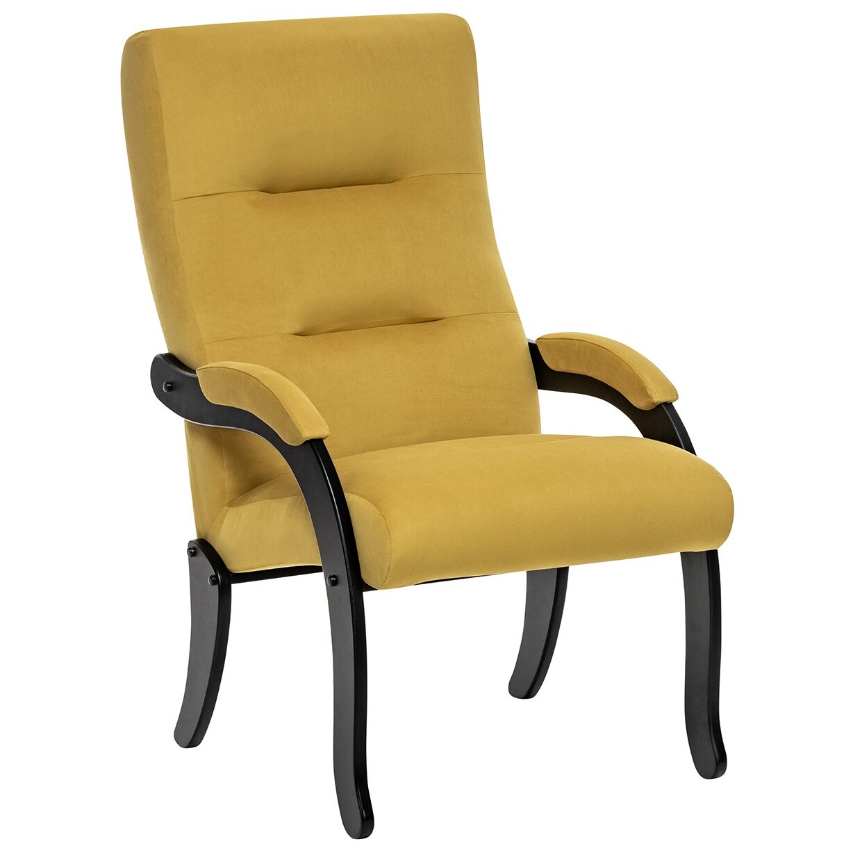 Кресло с деревянными подлокотниками желтое, венге &quot;Дэми&quot;