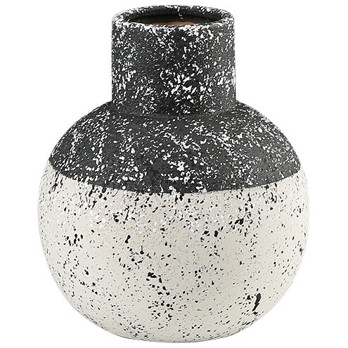 Ваза настольная керамическая 24х20 см белая, черная Black and white vase