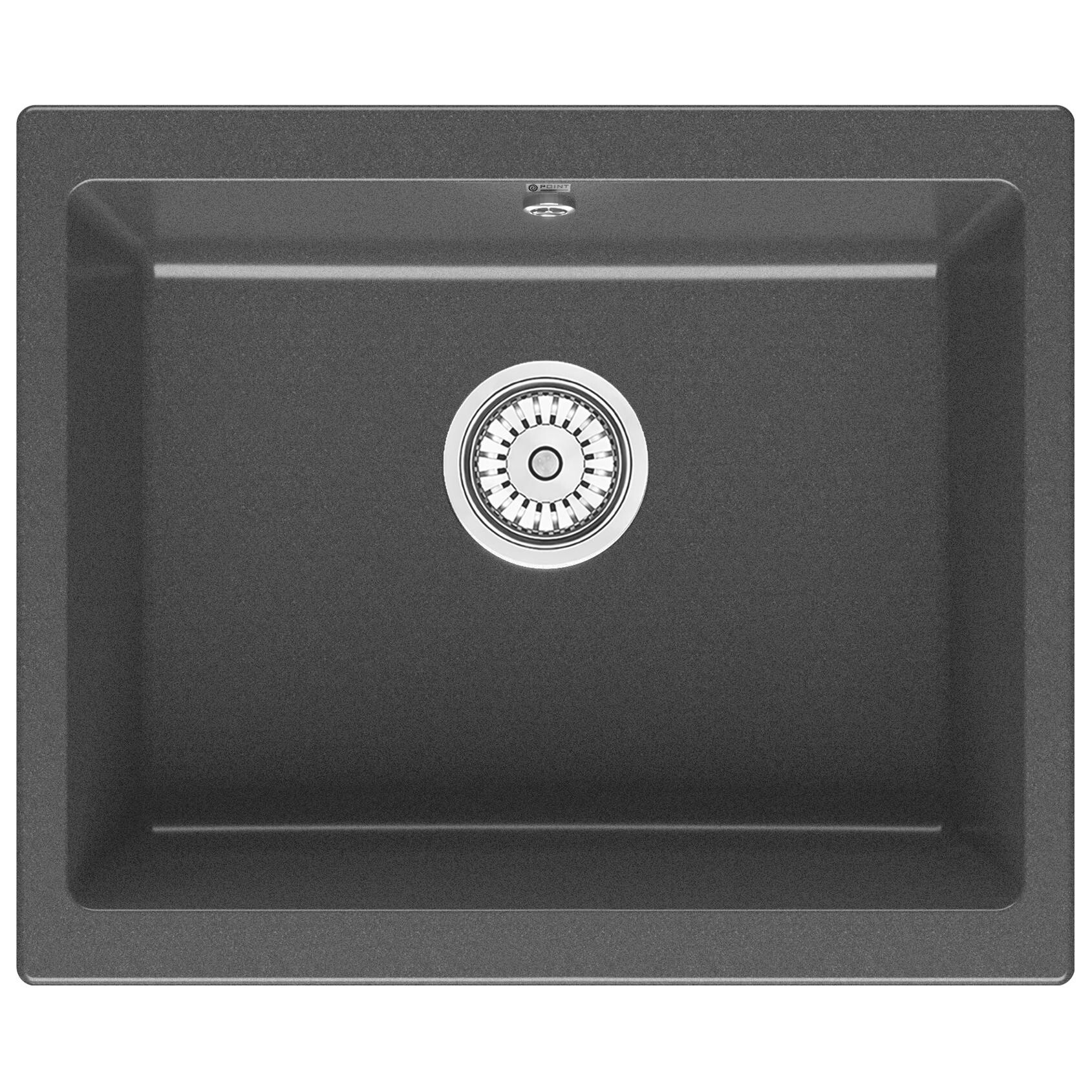 Мойка кухонная кварцевая прямоугольная графит Point &quot;Сидли 55&quot; PN3007GR
