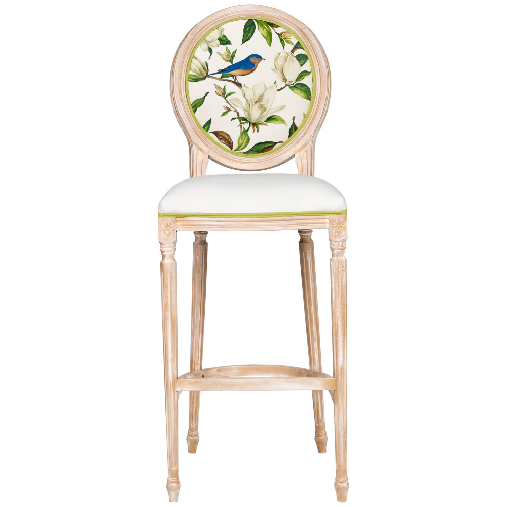 Барный стул на деревянных ножках белый, бежевый &quot;Цветущая аристократка&quot; 22060707