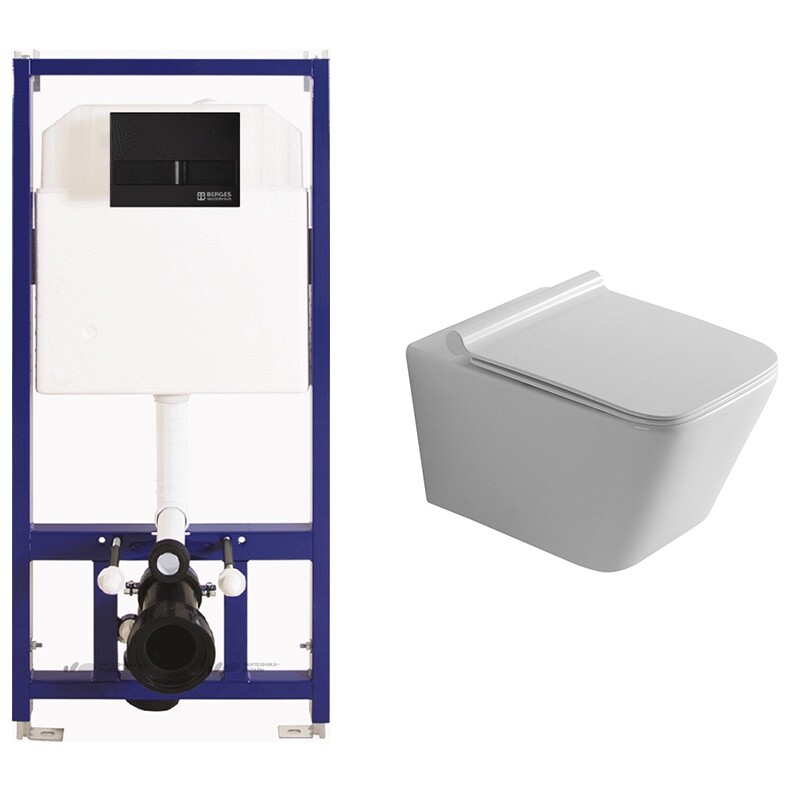 Унитаз белый Creto Logan L2 1002-001-L2W с инсталляцией Berges Wasserhaus Novum L5 040215