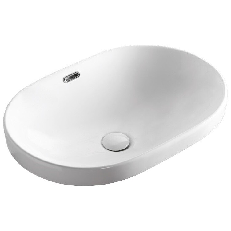 Раковина накладная керамическая овальная с переливом белая Cerutti SPA CR018