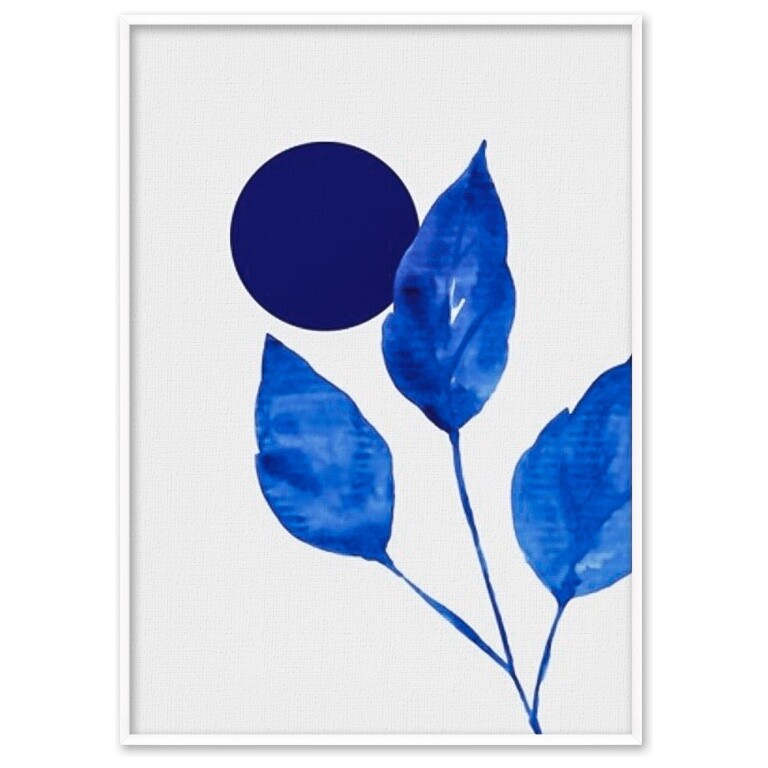 Постер на холсте в белой раме синий &quot;Цветы&quot; №7 18-0183-50х70