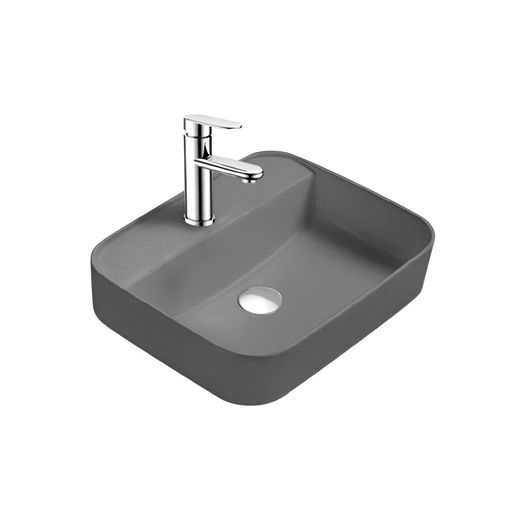 Раковина накладная фарфоровая прямоугольная 40х50 см серая Aquatek &quot;Вега&quot; AQ5506-MG