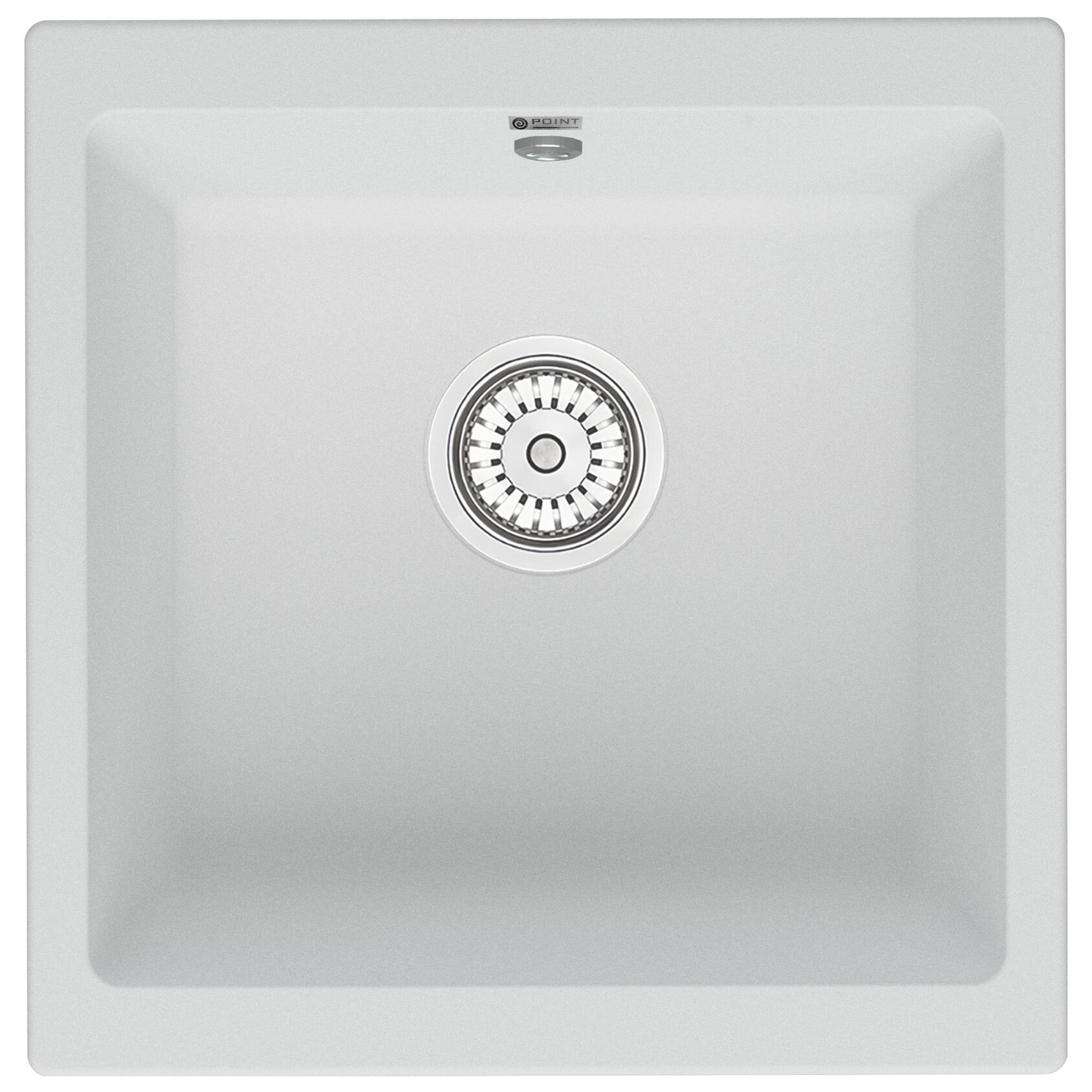 Мойка кухонная кварцевая квадратная белая Point &quot;Бату 45&quot; PN3008W