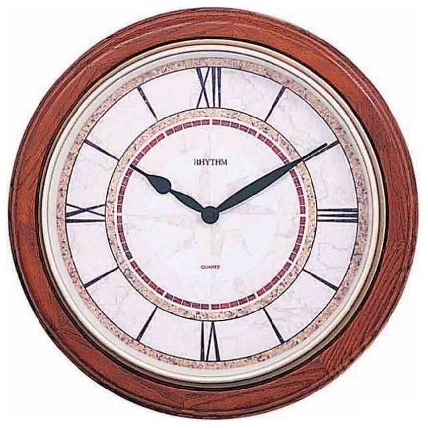 Часы настенные кварцевые деревянные круглые 39,5 см коричневые CMG272NR06