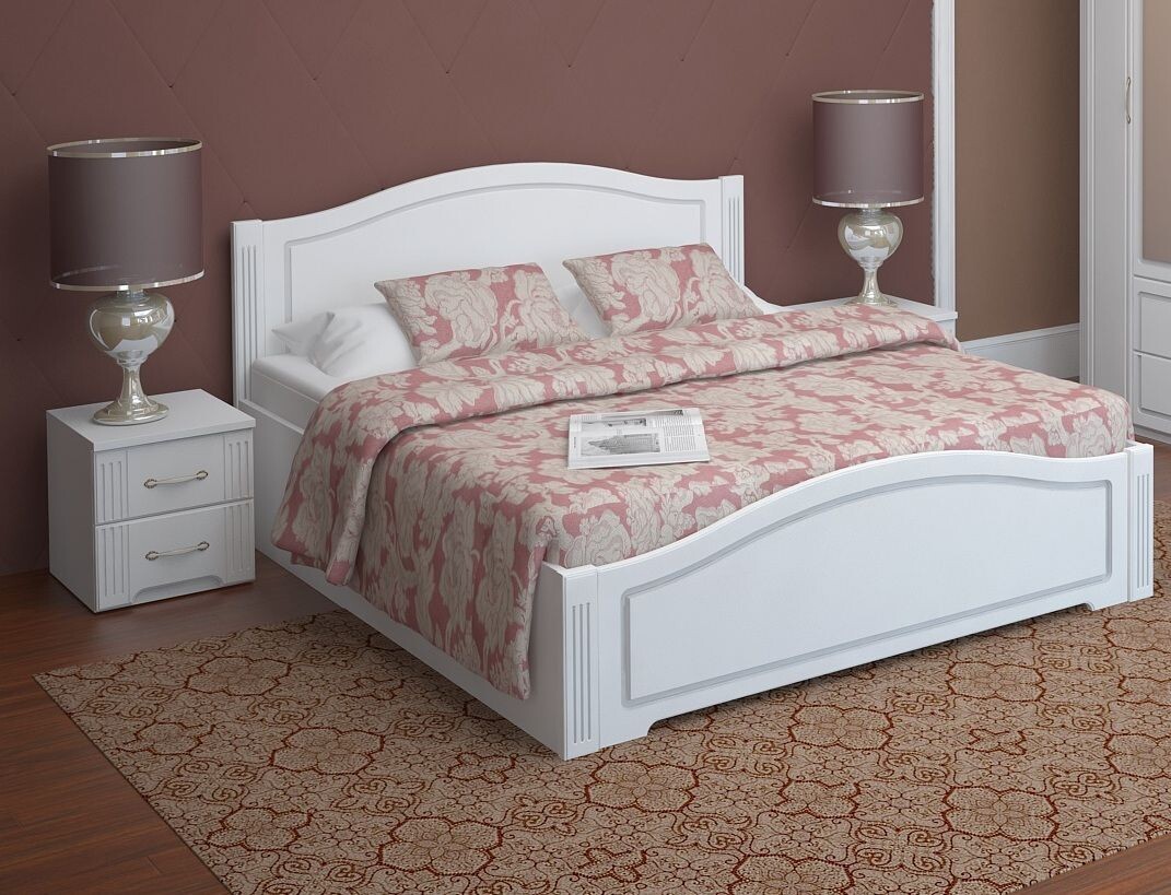 Кровать двуспальная 160х200 см с латами белый глянец &quot;Виктория 05&quot;