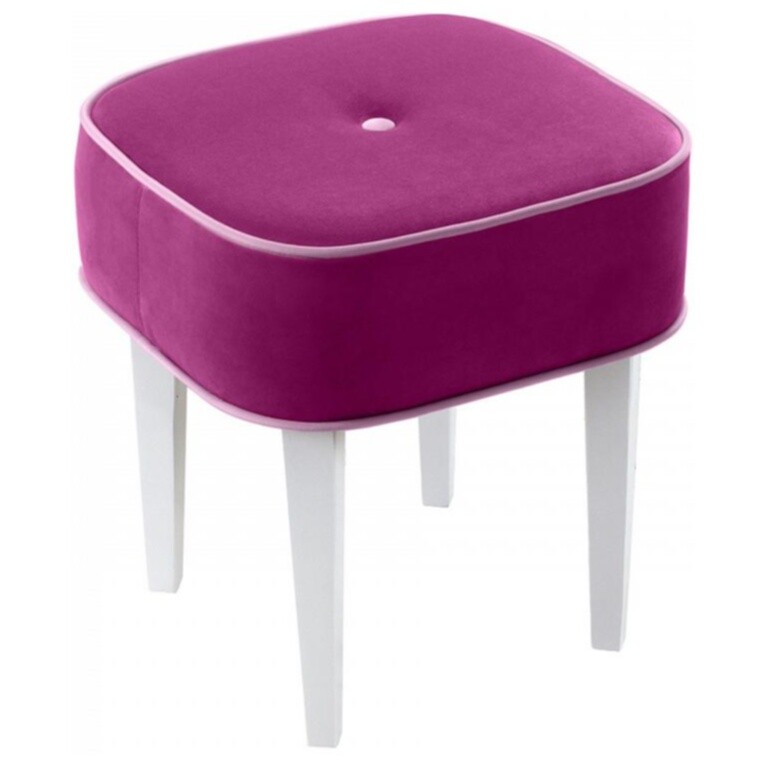 Табурет с мягким сиденьем фиолетовый с белыми ножками Handy SQ