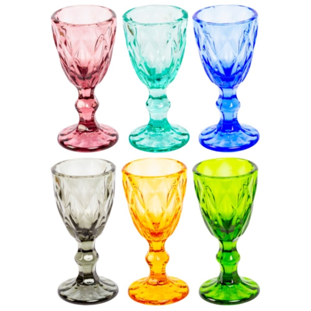 Набор бокалов из 6 штук стеклянный разноцветный «Маркиз мини»
