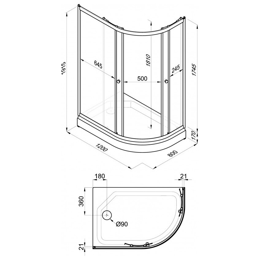 Душевой уголок 80х120 см левый белый Triton "Коралл А" Щ0000061780 - изображение 7
