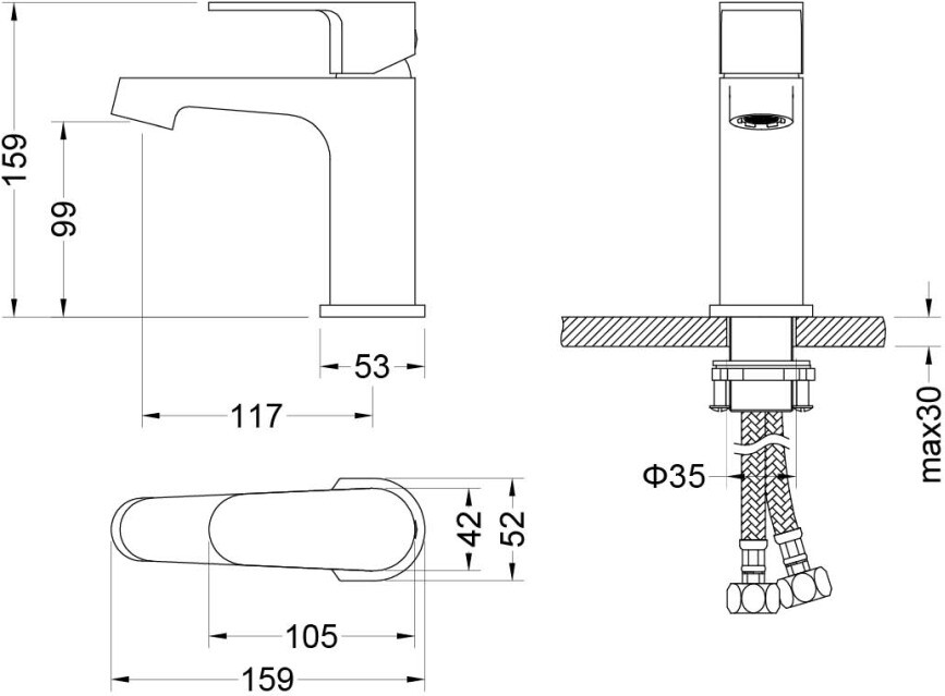 Душевой комплект с лейкой, смесителем для раковины и ванны хром Aquatek "Оберон" AQ1231CR - изображение 5