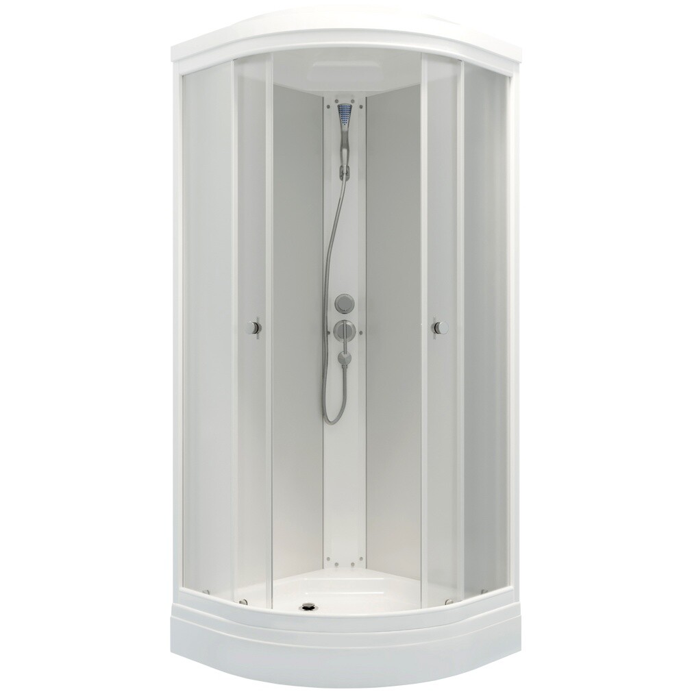 Душевая кабина четверть круга с низким поддоном 80х80 см белая Diwo "Новгород" Щ0000055610 - изображение 12