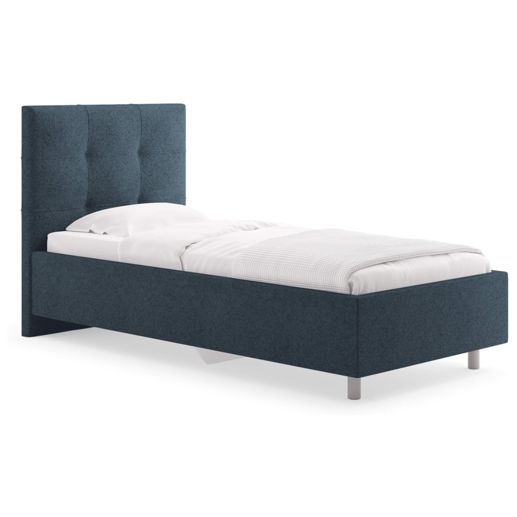 Кровать с мягким изголовьем односпальная 90х200 см кашемир синяя Caprice