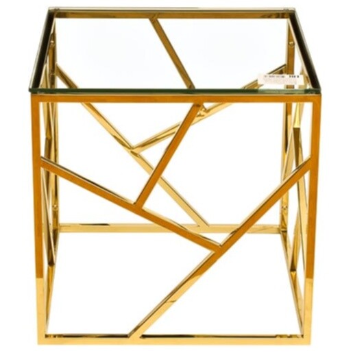 Приставной столик стеклянный с золотым основанием 50 см Gold