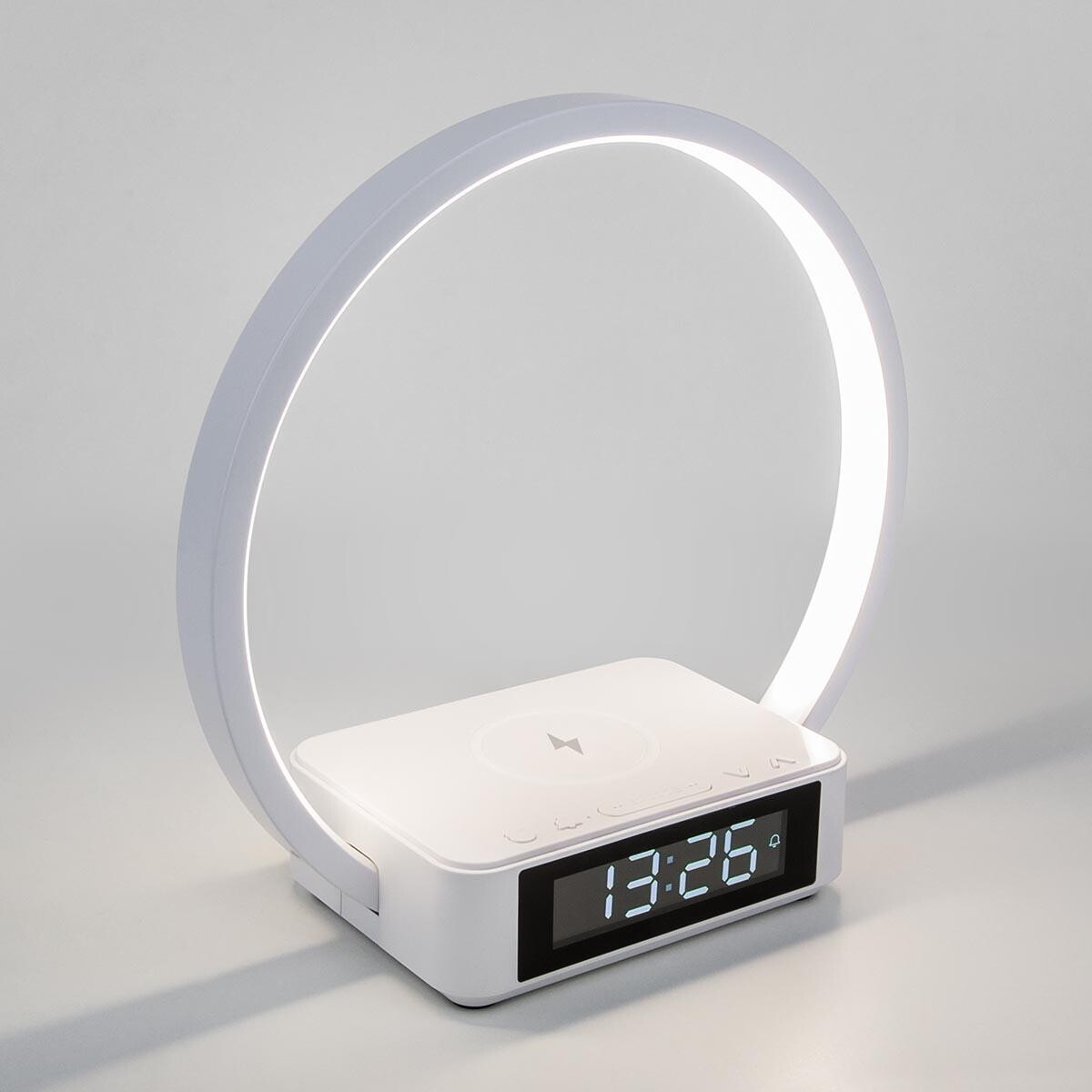 Лампа настольная с часами белая Timelight 80505/1 белый