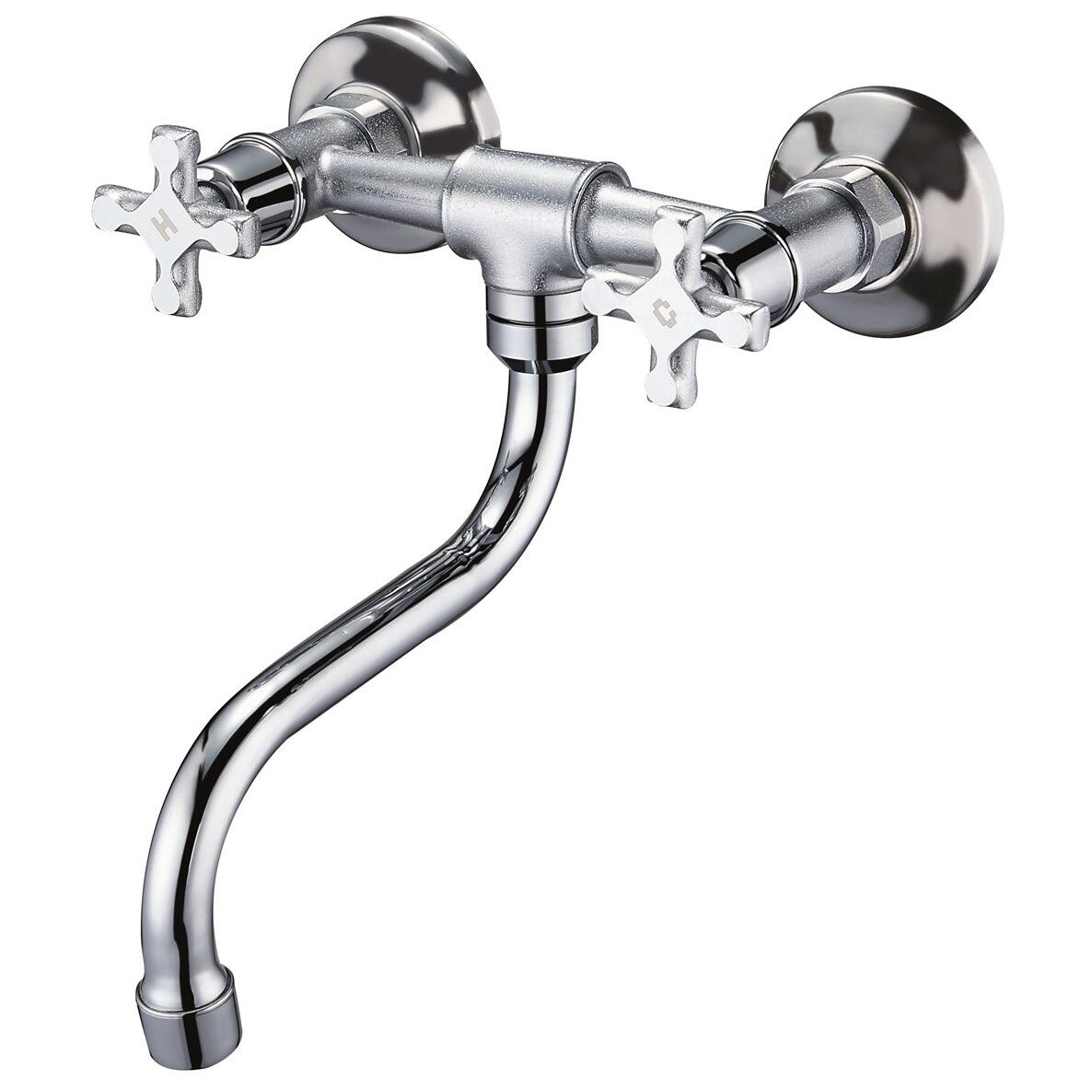 Смеситель для кухни двухвентильный хром Solone JIK12-A102-A