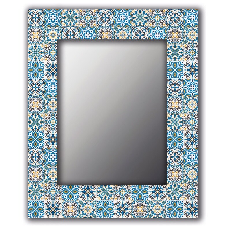 Зеркало настенное прямоугольное 65х80 см голубое &quot;Мексиканская плитка&quot;