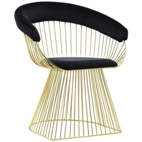 Кресло с мягкими подлокотниками на металлических ножках черное, золотое