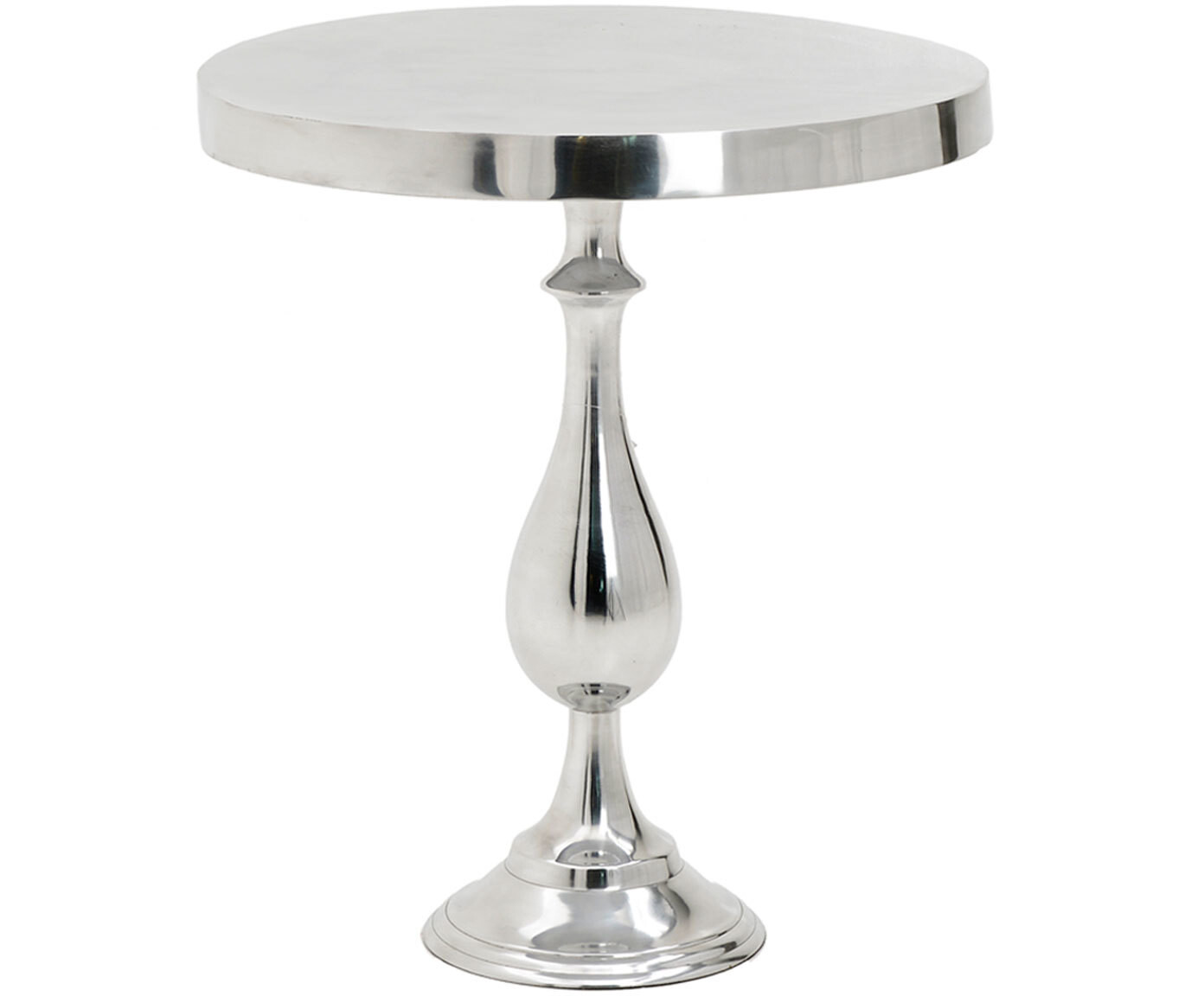 Приставной столик круглый с фигурной ножкой серебро 54  см